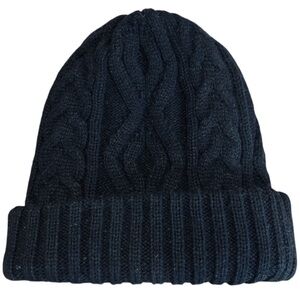 Unisex Cable Knit Black Winter Beanie Size OS